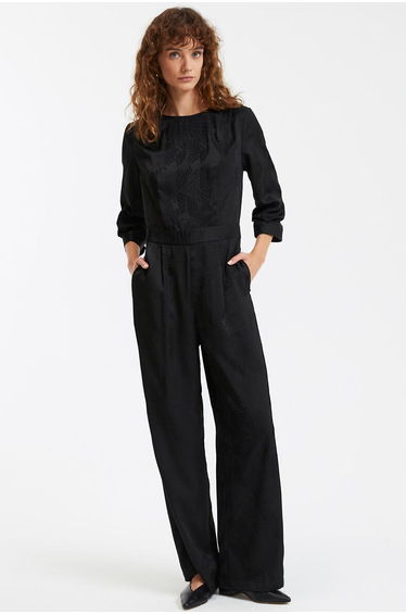 Wide Leg Jumpsuit with 3/4 Length Sleeves