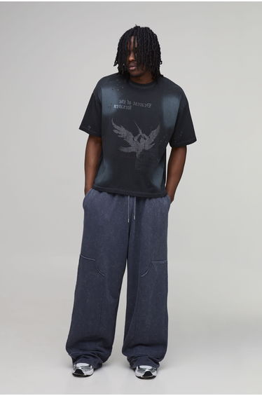 Tall Relaxed Wide Leg Carpenter Joggers - grey