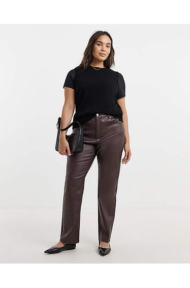 Burgundy Coated Straight Leg Jeans