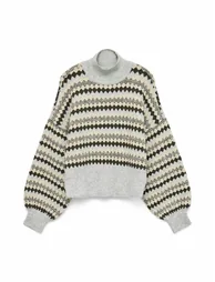 Striped High Neck Jumper - 4