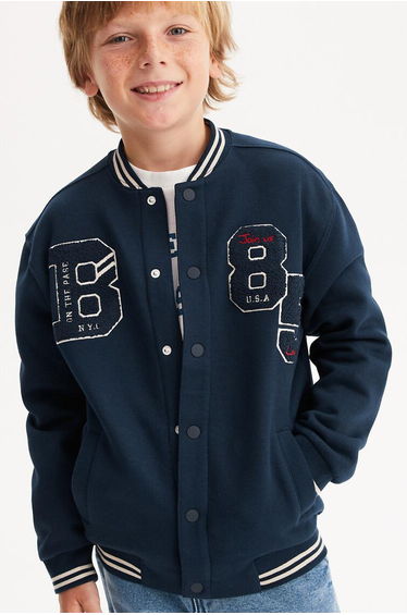 Fleece Bomber Jacket in Cotton Mix
