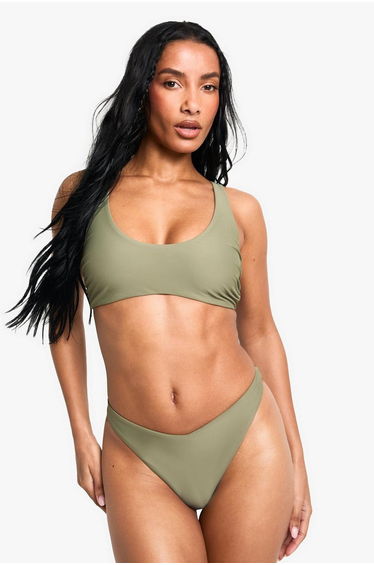 Swimwear Essentials Scoop Bikini Top - khaki