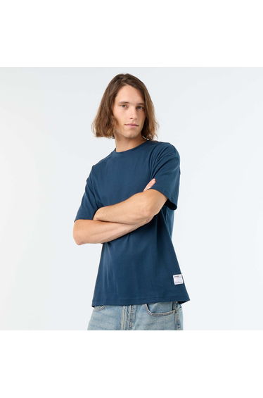 Round neck cotton T-shirt BLUE