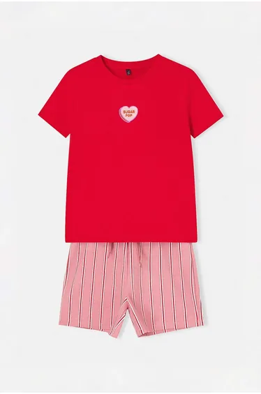 Red Striped Knitted Bottom - Top Set