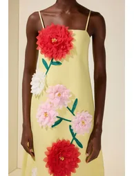 3D Flower Sleeveless Backless Midi Dress - 6