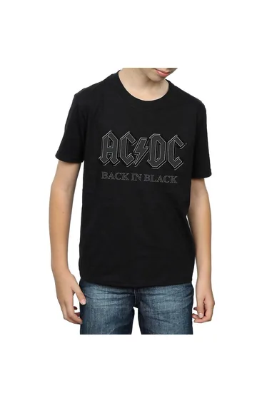 AC/DC Boys Back In Black Cotton T-Shirt - Black