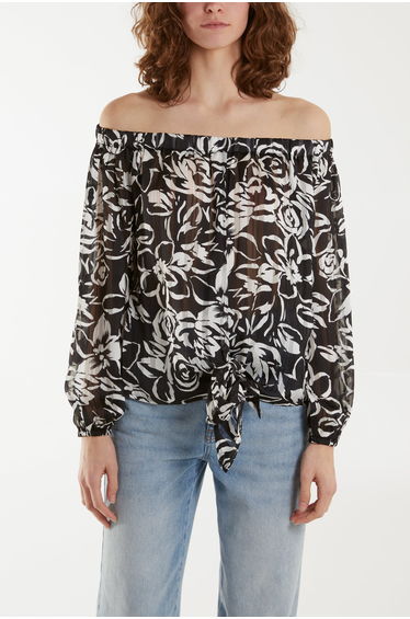 Tie Front Bardot Top