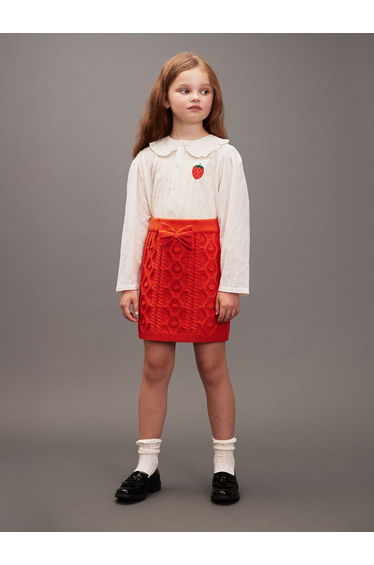 Mini Rodini Girls Embroidered Strawberry Schiffli Blouse in White