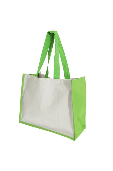Westford Mill Printers Jute Cot Shopper Bag (21 Litres) (Pack of 2) - Apple Green