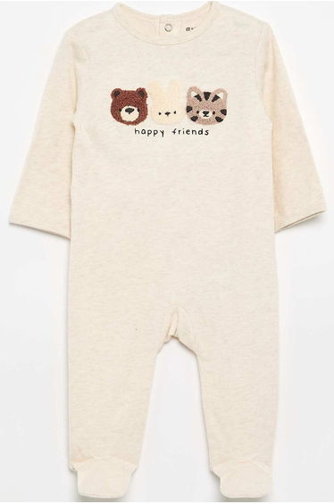 Cotton jersey sleepsuit BEIGE