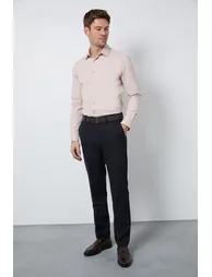 Beige Easy Iron Slim Fit Long Sleeve Shirt