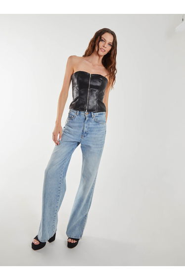 Snake PU Lace Up Corset Top
