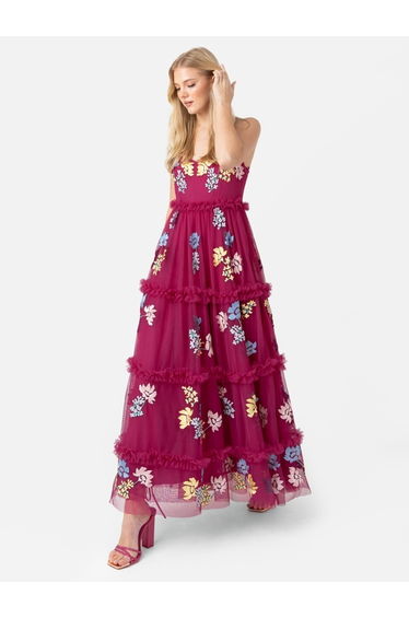 Maya Embroidered Cami Midaxi Dress with Frill Detail