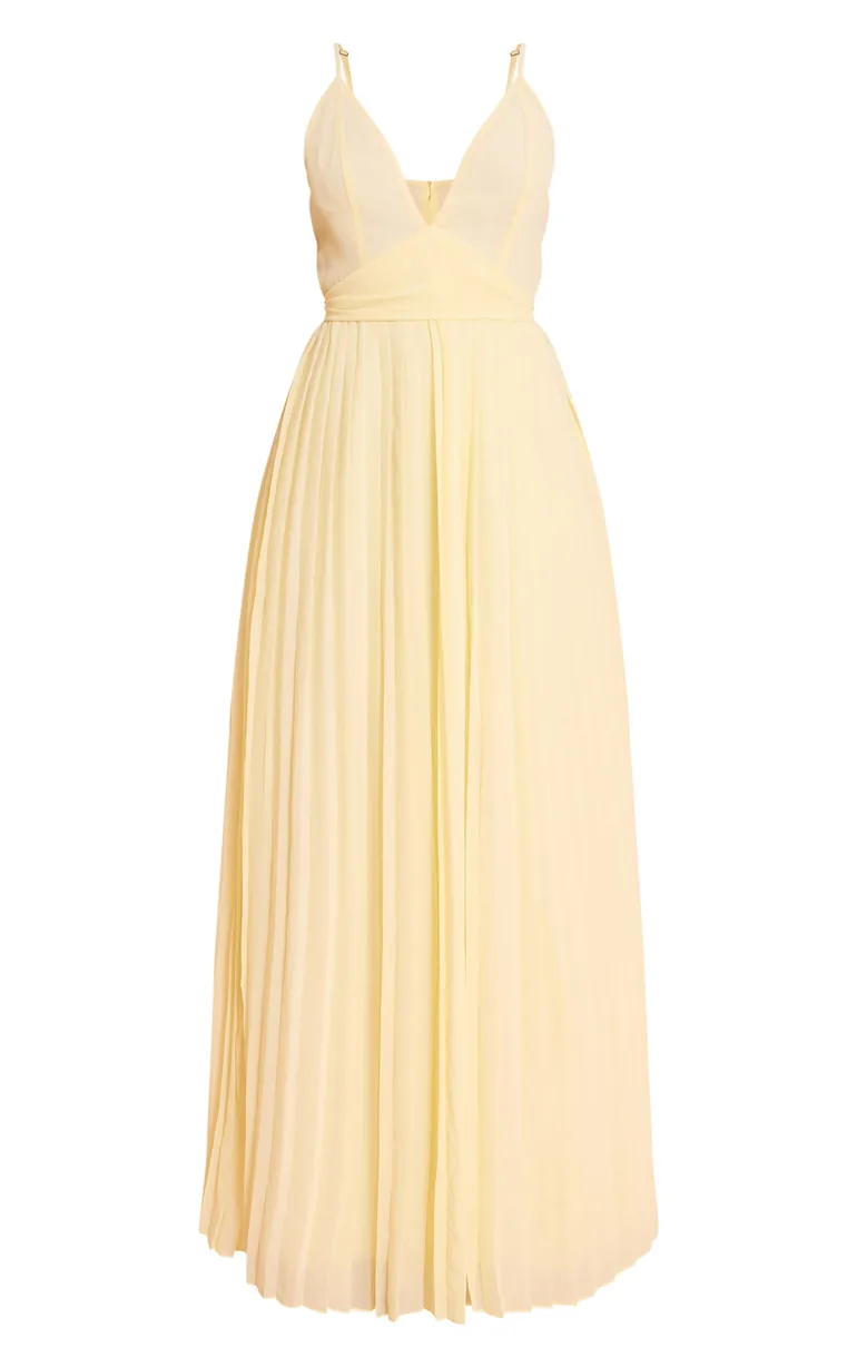 Lemon Chiffon Strappy Pleated Belt Detail Maxi Dress Prettylittlething  Yellow : Evening Dresses : VogaCloset Iraq