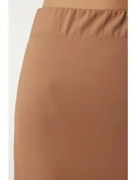 Women's Biscuit Knitted Woven Midi Skirt with a Slit - 3