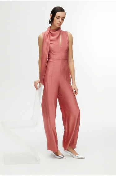 Shawl Collar Detailed Jumpsuit