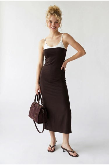 MIXRAY Sleeveless Bodycon Midi Dress With Slit