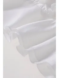 Fluttering Ruffle Ladder-Lace Buttoned Sleeveless Top in White for Grocery Run & Neighborhood Walk - 8