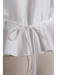 Fluttering Ruffle Ladder-Lace Buttoned Sleeveless Top in White for Grocery Run & Neighborhood Walk - 7