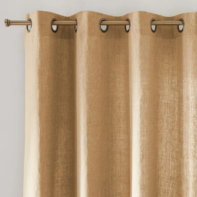 Onega Washed Linen Single Curtain with Eyelets - 4