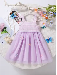 Girls Lilac Tulle Strappy Dress