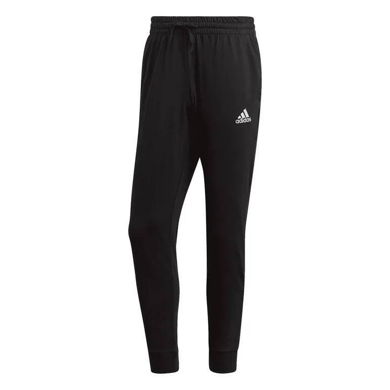Men's adidas Essentials Single Jersey Tapered Cuff Joggers in Black - 1