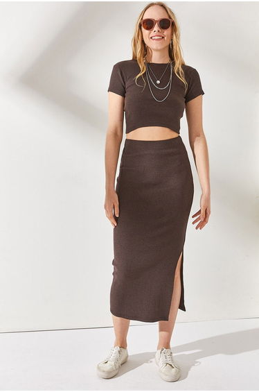 Two-Piece Set - Brown - Slim fit