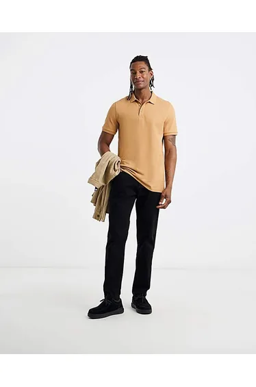 Pique Polo Shirt Long- Coral