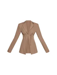 Taupe Front Buckle Cinched Blazer - 4