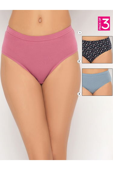 Pack of 3 - Mid Rise Hipster Briefs with Inner Elastic