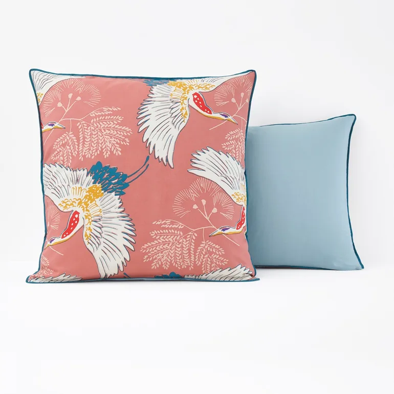 GRUES Crane Print Cotton Percale Pillowcase