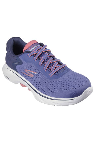 Skechers Womens/Ladies GO WALK 7 - Cosmic Waves Trainers - Navy/Coral