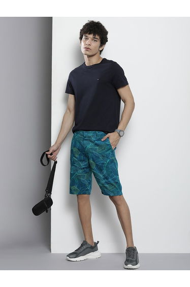 Men Blue Slim Fit Printed Shorts