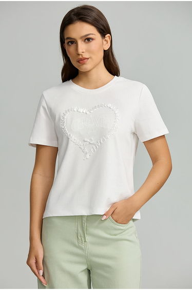 Embroidered Cropped T Shirt