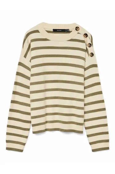 Breton Striped Jumper/Sweater with Shoulder Button Detail