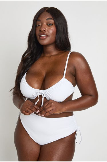 Plus Swimwear Essentials Tummy Control High Waist Brief - white