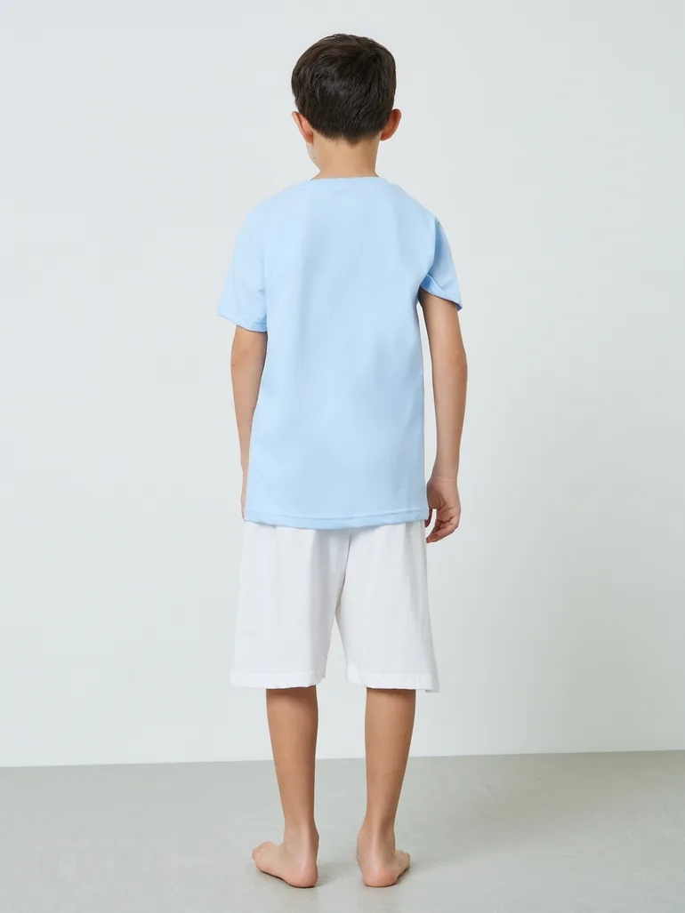Boys Graphic Print T-Shirt and Shorts Pyjama Set - 4