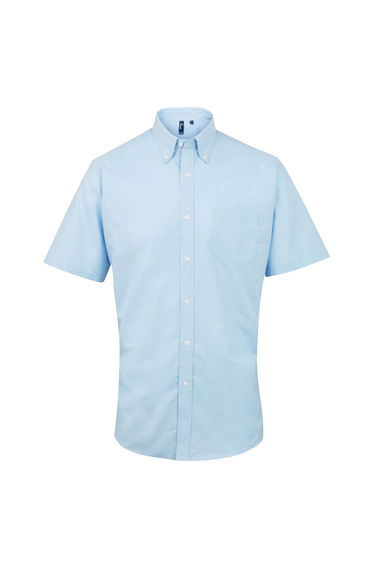 Premier Mens Signature Oxford Short Sleeve Work Shirt - Light Blue