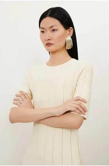 Viscose Blend Filament Full Skirt Knit Short Sleeve Dress