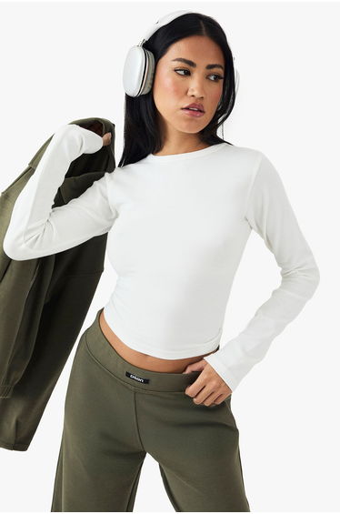 DSGN Studio Embroidered Long Sleeve Top - white