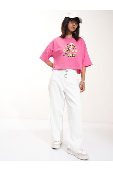 Mid Rise Straight Fit Jeans with Buttons Detail