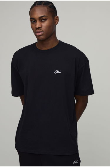 Oversized Floral Back Print T-Shirt - black