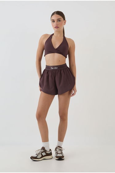 DSGN Studio Elasticate Waist Loose Fit Woven Short - chocolate