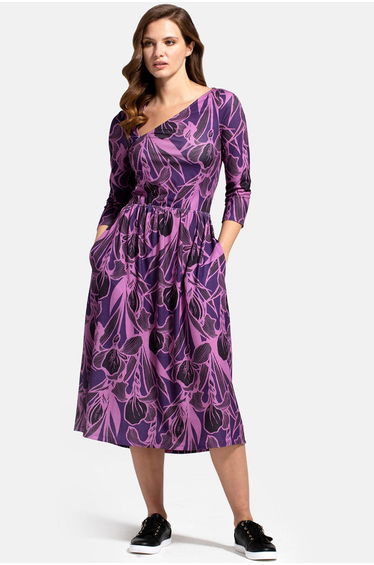 Asymmetric Neckline Midi Dress