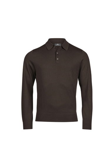 Tee Jays Mens Knitted Polo Shirt - Mocha