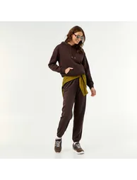 Plain hoodie with kangaroo pocket BROWN - 3