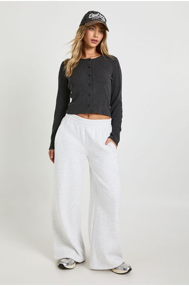 Textured Button Through Long Sleeve Top - black