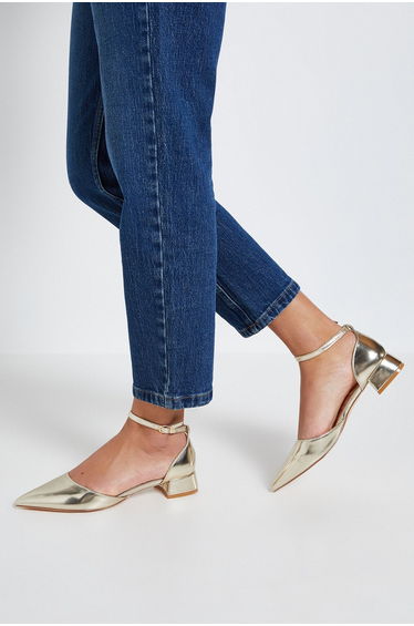 Bennie Faux Leather Pointed Low Block Heel Court Shoes