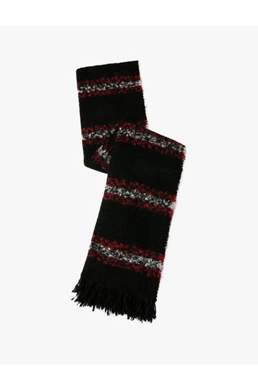 Soft Fabric Multicolor Tassel Detail Long Scarf