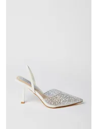 حذاء كعب عالي باللون الأبيض - 1